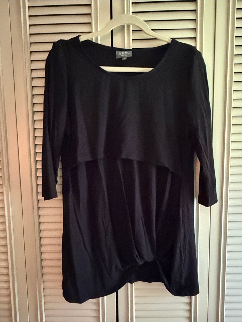 Black Layered Nursing Tunic with Front Knot